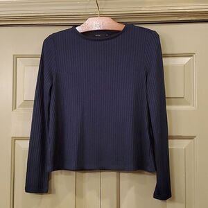 First and 1 navy blue ribbed long sleeve shirt fimysa knot long sleeve